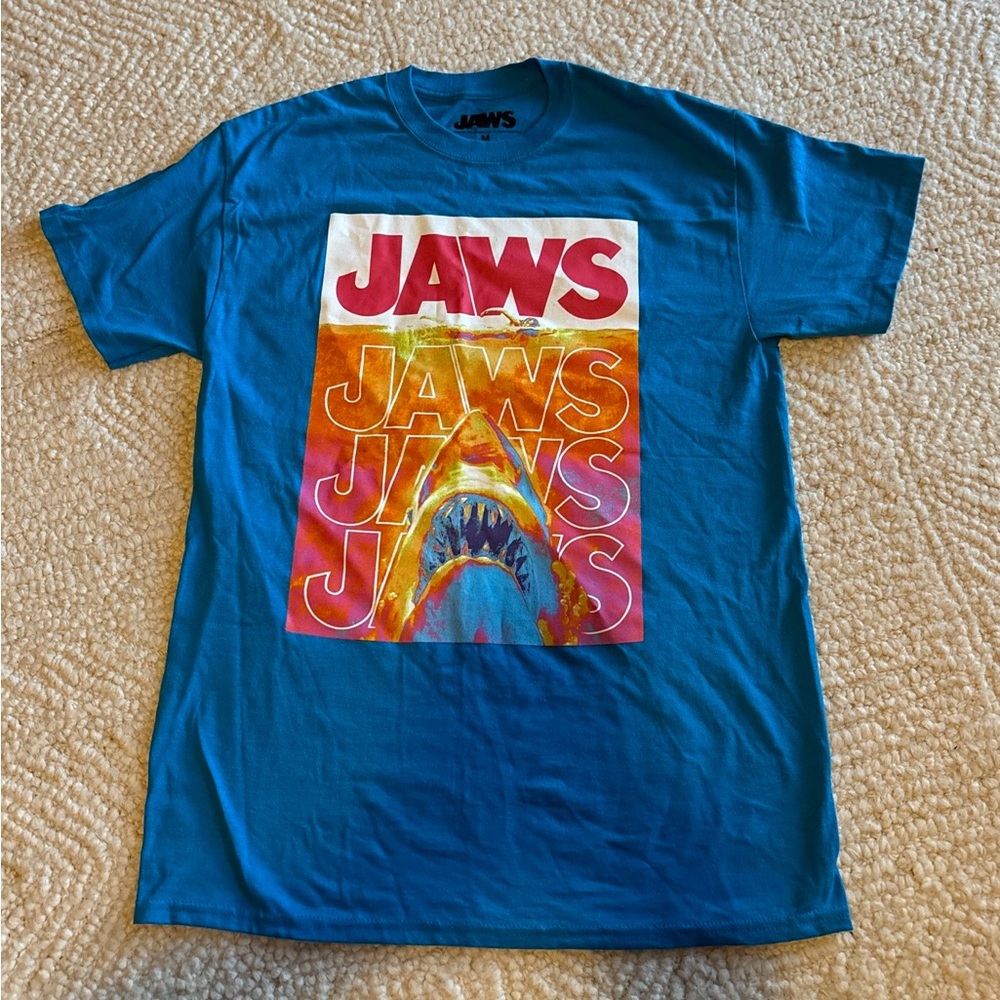 Jaws Terror Shirt Mens Blue Size M Retro Nautical Outdoors Shark Movie USA